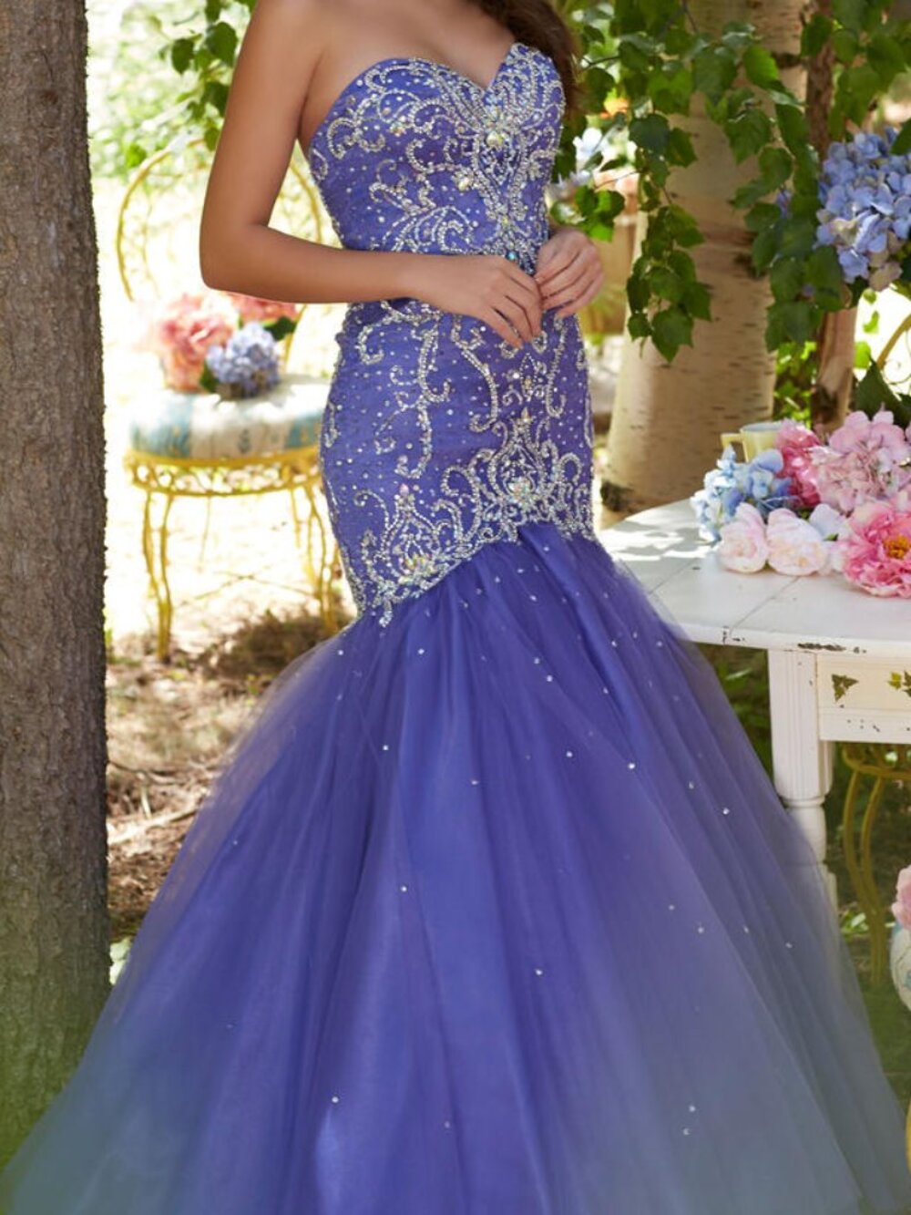 MORILEE 99132 BLUEBERRY PURPLE SIZE 4  STRAPLESS FITTED MERMAID FORMAL PROM GOWN